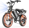 Electric Bicycle with Removable 48V Battery, Dual Suspension, 7-Speed Gears, 20-Inch Wheels, Rear Seat